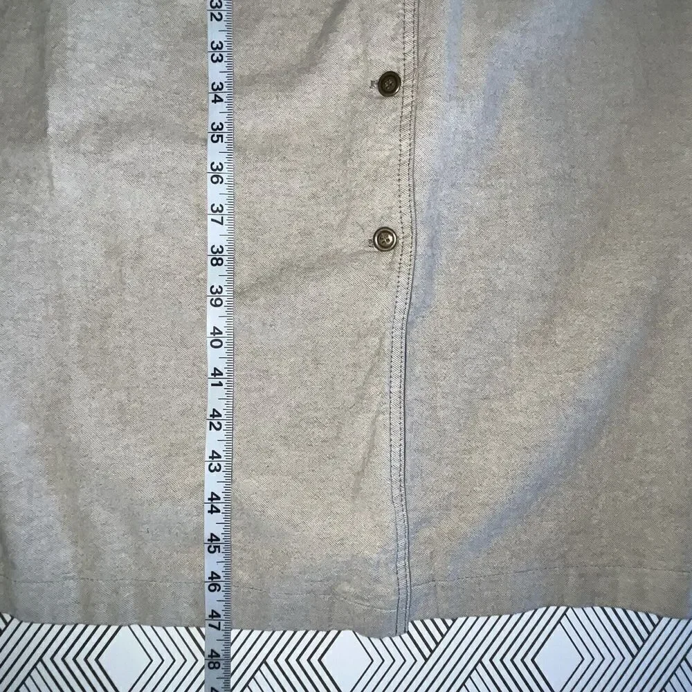 VTG MIDI Denim? Tank Dress Size 10 Tan Beige Button Down Cotton Made In USA 90s*